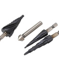 Heavy Duty M35 Cobalt Step Drill Bit Set With Spiral Flute Design And 1/4 Inch Shank For Drilling Steel Metal Wood Plastic And Aluminum Like A Pro, set of step bits