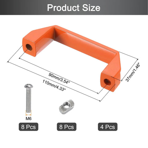 4 Pack Rectangular Aluminum Alloy Pull Handles With 90mm Hole Center For Doors Drawers Cabinets Gates And Garages In Modern Orange Finish