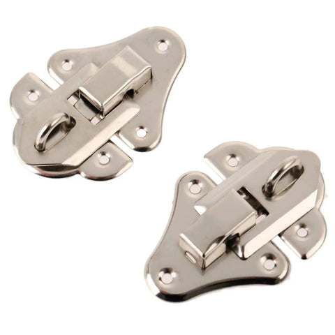 Two Pack Antique Silver And Gold Key Hasp Lock Set For Jewelry Boxes And Small Chests Toggle Latch Hardware 48x35mm