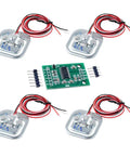 Fifty Kilogram Half Bridge Load Cell Sensor With HX711 Module For DIY Weight Scale Projects, four sensors and board