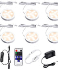 Dimmable LED Under Cabinet Lighting Kit With 6 Ultra Slim Puck Lights, 12V Plug In Adapter, Wireless RF Remote Control, Warm White Glow