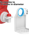 2 Pack Laundry Detergent Dispenser Cup Holder With Nozzle Button Upgrade showing nozzle and 1.7-inch cap fitting size, white and blue holder.