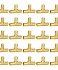 One Half Inch PEX Tee Fittings Pack Of 25 Lead Free Brass Plumbing Fittings NSF Certified UPC Compliant neatly arranged on white background