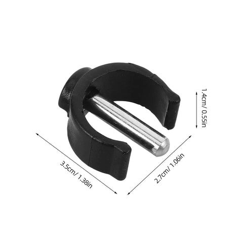 Black C-shaped clip showing dimensions, part of 8 Pack Replacement Locking Clips For Toilet Safety Rails And Walker Accessories, C Shape Clamp Buckle Fits 22mm Round Pipe.