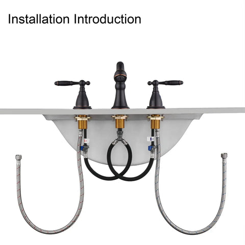 Slick Oil Rubbed Bronze 8 Inch Widespread Bathroom Sink Faucet With Drain, Double Lever Handle, 3-Hole Mount, Classic ORB Vanity Faucet For Basin, Durable Finish And Easy Install