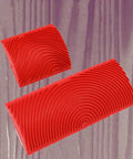 Two Piece Wood Grain Roller Kit For Faux Finish Painting And Home Wall Decor featuring red rubber texture stamps.