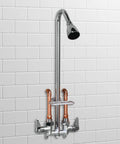 Exposed Outdoor Shower Head Kit In Chrome For Poolside And Beach Home Vandal Resistant Durable Industrial Design Easy Install