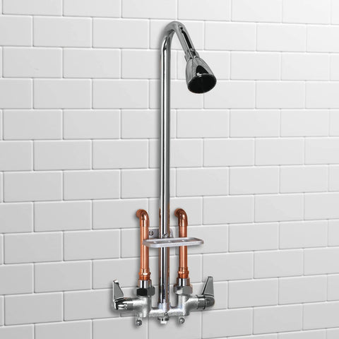 Exposed Outdoor Shower Head Kit In Chrome For Poolside And Beach Home Vandal Resistant Durable Industrial Design Easy Install