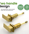 Brushed Gold Bathroom Sink Faucet 3 Hole Widespread Waterfall Basin Faucet With Pop Up Drain No Fuss Vanity Lavatory Faucet Solid Brass Construction Corrosion Resistant Easy Install showing two handle design