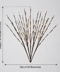 Two Pack Battery Operated LED Willow Branch Lights For Vase Decor, 30 inch lighted brown twig branches with warm white LEDs