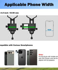 Diagram showing 2 Axis Phone Scope Mount for Telescopes and Microscopes, compatible with smartphones 53-90mm wide.