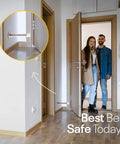 Spring Door Stopper With Rubber Tip 3-1/4 Inch Pack Of 4 Wall Mounted Door Stop in a hallway, prevents door slamming.