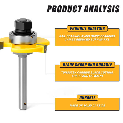 Hella Sturdy Six Piece Slot Cutter Router Bit Set With One Quarter Inch Shank for precision woodworking grooves and solid carbide blade.