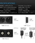 Ultra Quiet 8 Inch Cooling Fan System With Multi Speed Control, dimensions and specifications of CNC aluminum frame, UL certified