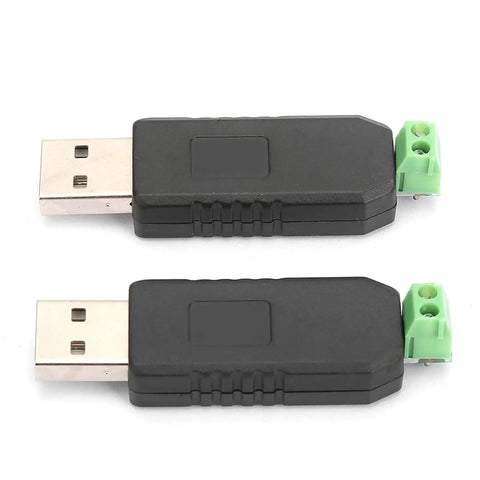 Usb To Rs485 Converter Adapter With Usb Powered Design No External Power Required Real Time Data Read And Write For Monitoring And PTZ Control Led Display Compatible With Linux XP Vista Ideal For Industrial And Security Systems showing two units side by side, black finish.