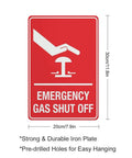 Emergency Gas Shut Off Symbol Aluminum Warning Sign 8x12 Inch Built To Last Heavy Duty No Nonsense Rust Free Pre Drilled Weather Resistant Facility Plaque For Commercial Kitchens And Industrial Gas Supply Zones, red sign