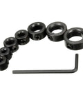 Drill Stop Bit Collar Set With Allen Wrench For Tight Precise Drilling Seven Piece Kit In Sizes From One Eighth To One Half Inch
