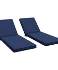 Chaise Lounge Cushions Outdoor Set Of 2 Quick Dry Fabric With Removable Covers Navy Blue 72 X 21 X 3 Inches