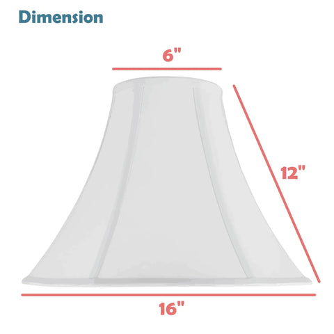 Dimensions of Transitional Bell Shape Spider Lampshade In Off White Faux Silk With Brass Spider Fitter Fits Lamp Harp Attachments