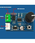 Straight Up Dual Channel SG90 Servo Control Motor Driver Board For Pluggable Robot Arm Projects And Smooth RC Steering Gear Debugging Setup Game Changer with power interface and knob control.