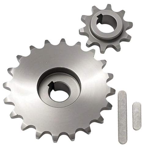 Close-up of 10 Tooth Front Sprocket 20 Tooth Rear Sprocket Jackshaft Set Five Eighth Inch Bore For Coleman CT200U CT200U EX BT200X Baja MB165 MB200