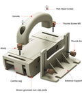Zebekk push block for table saws and routers, beige plastic with balance support and brown thumbscrews
