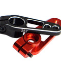 2Pcs Metal 25T Servo Horn 25 Teeth Spline Steering Arm Rocker For RC Cars And Rigs, black and red aluminum arms