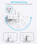 Must Have Rotating Plug Surge Protector Power Strip With Six AC Outlets And Four USB Ports Including Two USB C 1800J Wall Charger