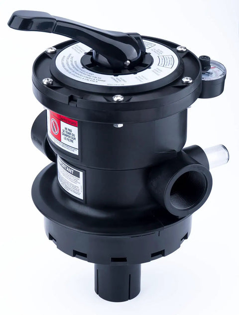 Top Mount 7 Position Clamp Style Multiport Valve Replacement For Hayward Variflo S166T Black Ready To Install, top view