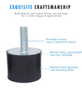 4 Pack M10 Rubber Vibration Isolator Mounts with Hex Lock Nuts for air compressors motors and diesel engines, close-up view.