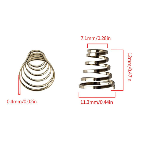 10 Pack Bike Wheel Quick Release Spring Skewers stainless steel dimensions 0.4mm thickness, 12mm height, 11.3mm diameter