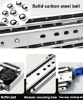 76mm Heavy Duty Ball Bearing Drawer Slides Full Extension For Truck Cabinets With Auto Locking Mechanism To Prevent Drawer Drift During Travel Secure Tool Storage For Work Trucks And RVs, cold-rolled steel