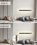 Comparison of Modern No Fuss Plug In Long Wall Sconce 39 Inch Black Matte LED Wall Light 20W 3000K with plug-in and hardwired options