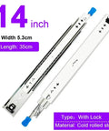 Heavy Duty Locking Drawer Slides Full Extension Runners Built To Last For Smooth Silent Opening And Closing Rust Resistant Steel Rails With Ball Bearing Rollers Electroplated And Powder Coated Finish 1 Pair, 14 inch, cold rolled steel