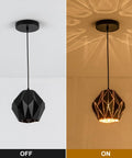 Black Industrial Pendant Lights For Kitchen Island With Geometric Diamond Shade Dope Modern Vintage Chandelier Ceiling Pendant For Dining Room And Living Areas 1 Light