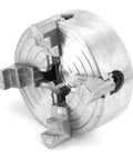 Heavy Duty 4 Jaw Lathe Chuck In Zinc Alloy For Mini Metal Lathes With M12x1 Threads And 0.5 To 2.6 Inch Range close-up view showing jaws and threading.