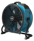 No Nonsense Heavy Duty Axial Air Mover Fan With Variable Speed Control And Three Hour Timer pulling maximum cubic feet per minute through wet basement spaces blue, side view.