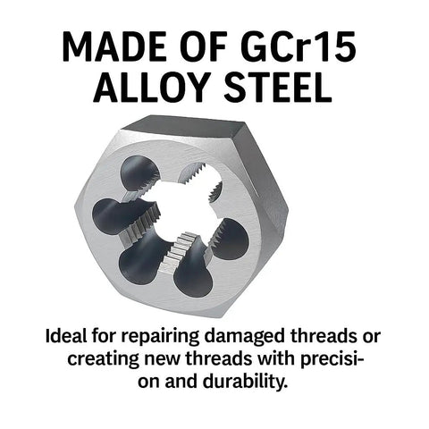 5/8-18 Inch HSS Tap And Die Set With GCr15 Alloy Steel Hex Die for Right Hand Thread Repair In Metalworking And Machinery