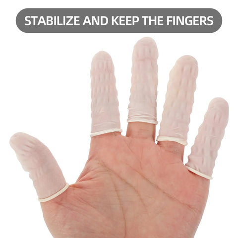 Top Shelf Antistatic Finger Cover Sleeves in action on a hand, providing snug protection against blisters and calluses.