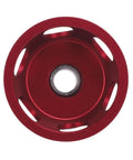 Heavy Duty Vertical Hole Punch Locator And Straight Angle Drilling Jig With 6 8 10 Mm Bushings showing a red alloy bushing with central hole.