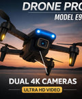E99 Pro RC Drone With Dual Cameras and WiFi FPV, Foldable, Brushless Motors For Smooth, Stable Flights in sky view