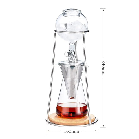 Heavy Duty Cold Brew Drip Tower With Adjustable Rate Dripper And Reusable Stainless Steel Filter for no sweat smooth iced coffee.