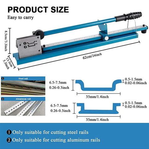 Double Groove Rail Cutter Tool For Bench Top Trunking And Transfer Slider 50cm Ruler Precision Cutting size and specifications.