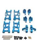 Gnarly Blue Metal Suspension Arms And Steering Cup Hub Carrier Kit For Rc Cars Heavy Duty Upgrade Parts, alloy components with fasteners.