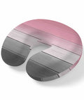 U Shaped Memory Foam Travel Neck Pillow With Pink Wood Grain Finish for airplane, car, office, home use, portable comfort