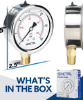 Glycerin Liquid Filled Low Pressure Gauge 0 To 30 Psi, 2.5 Inch Dial, stainless steel case with packaging
