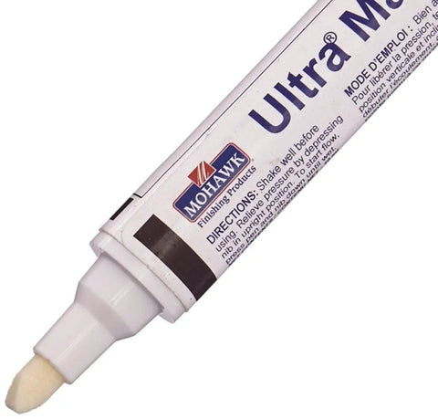 Premium Espresso Wood Stain Marker Pen For Furniture Touch Ups And Paint Repair Featuring Precision Valve Tip viewed from the side.
