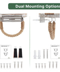Dual mounting options for Coastal Rope Toilet Paper Holder With Shelf Wall Mount, includes screws and wall anchors