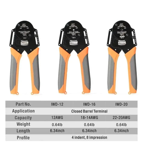 Premium Crimping Tool Kit With Quick Release Lever And Ergonomic Non-Slip Handles Perfect For Automotive Terminals Weather Pack Connections And Professional Wire Connector Crimping Jobs Today. 6.34-inch steel crimper for 12-22AWG terminals