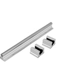 Side view of 12mm aluminum linear guide rail with two SBR12UU bearing blocks, 300mm length